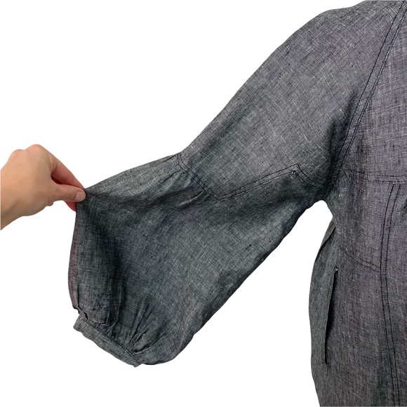 Rapsodia Anthropologie Grey Linen Blend Lined Jacket Women's Sz L Modern Buttons - Picture 5 of 16